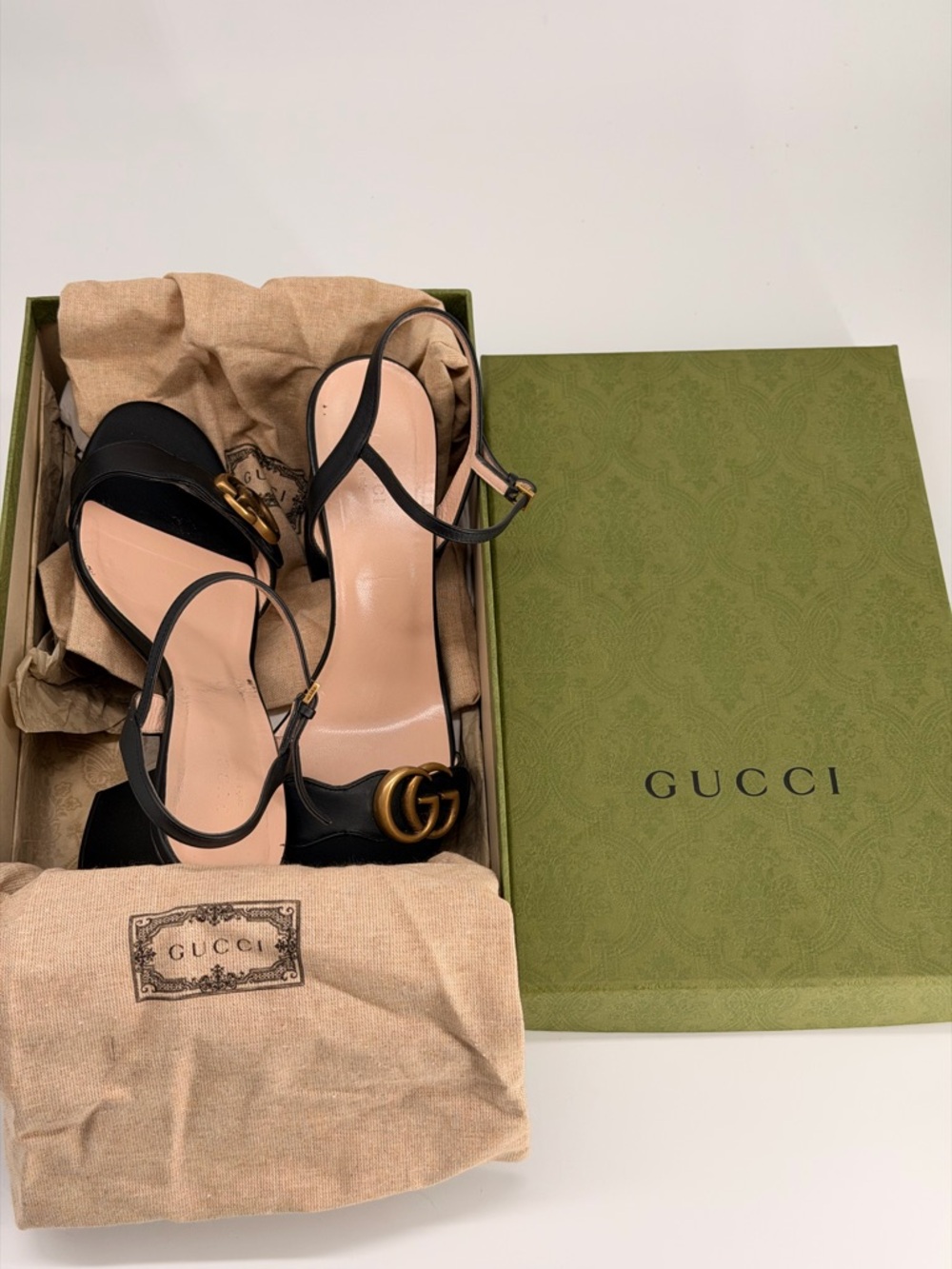 Gucci GG Marmont Leather Sandals Heels | Black in 40 - Picture 7 of 7